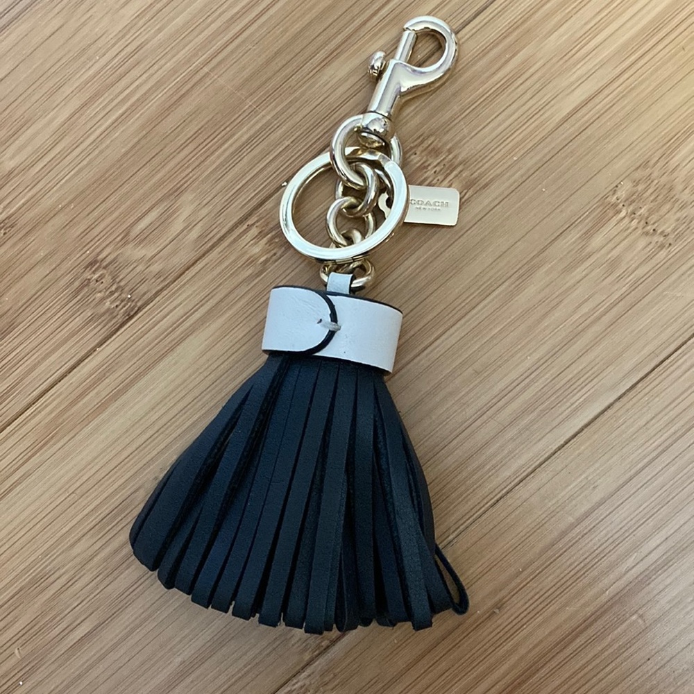 Coach leather tassel key chain
